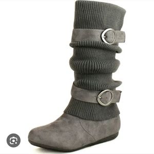 Top Moda Rider Womens Bank-21 Sweater Slouchy Buckle Top Calf Wedge Boot Bank 5